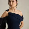 VESTIDO DE FESTA ABU DAHBI OMBRO FIVELA - AZUL MARINHO