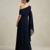 VESTIDO DE FESTA ABU DAHBI OMBRO FIVELA - AZUL MARINHO