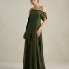 VESTIDO DE FESTA ABU DAHBI OMBRO FIVELA - VERDE OLIVA
