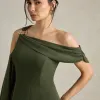 VESTIDO DE FESTA ABU DAHBI OMBRO FIVELA - VERDE OLIVA