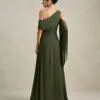VESTIDO DE FESTA ABU DAHBI OMBRO FIVELA - VERDE OLIVA
