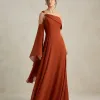VESTIDO DE FESTA ABU DAHBI OMBRO FIVELA - TERRACOTA