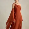 VESTIDO DE FESTA ABU DAHBI OMBRO FIVELA - TERRACOTA