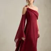 VESTIDO DE FESTA ABU DAHBI OMBRO FIVELA - VINHO