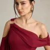 VESTIDO DE FESTA ABU DAHBI OMBRO FIVELA - VINHO