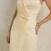 VESTIDO DE FESTA BARCELONA T.Q.C PLISSADO - AMARELO