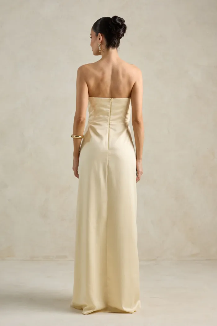 VESTIDO DE FESTA BARCELONA T.Q.C PLISSADO - AMARELO