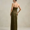 VESTIDO DE FESTA BARCELONA T.Q.C PLISSADO - VERDE OLIVA