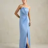 VESTIDO DE FESTA BARCELONA T.Q.C PLISSADO - AZUL SERENITY