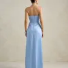 VESTIDO DE FESTA BARCELONA T.Q.C PLISSADO - AZUL SERENITY