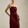 VESTIDO DE FESTA BARCELONA T.Q.C PLISSADO - VINHO