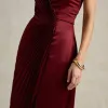 VESTIDO DE FESTA BARCELONA T.Q.C PLISSADO - VINHO