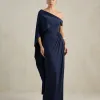 VESTIDO DE FESTA BEATRICE JERSEY UM OMBRO CAPA - AZUL MARINHO