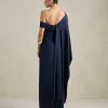 VESTIDO DE FESTA BEATRICE JERSEY UM OMBRO CAPA - AZUL MARINHO