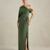 VESTIDO DE FESTA BEATRICE JERSEY UM OMBRO CAPA - VERDE OLIVA