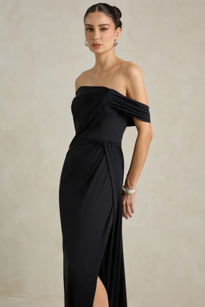 VESTIDO DE FESTA BEATRICE JERSEY UM OMBRO CAPA - PRETO