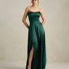 VESTIDO DE FESTA BRENDA T.Q.C LONGO FENDA - VERDE ESMERALDA