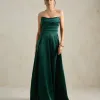 VESTIDO DE FESTA BRENDA T.Q.C LONGO FENDA - VERDE ESMERALDA