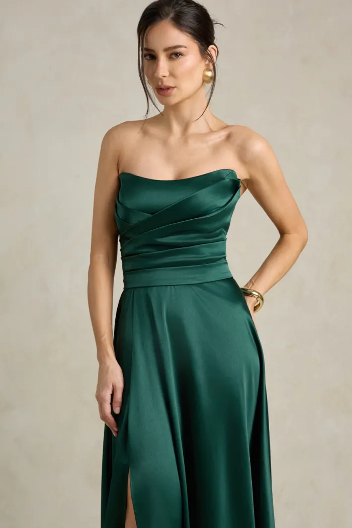 VESTIDO DE FESTA BRENDA T.Q.C LONGO FENDA - VERDE ESMERALDA