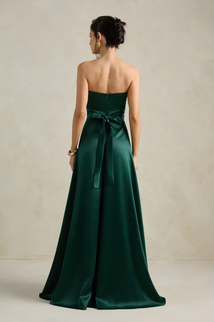 VESTIDO DE FESTA BRENDA T.Q.C LONGO FENDA - VERDE ESMERALDA