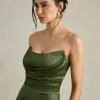 VESTIDO DE FESTA BRENDA T.Q.C LONGO FENDA - VERDE OLIVA