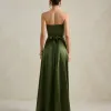 VESTIDO DE FESTA BRENDA T.Q.C LONGO FENDA - VERDE OLIVA