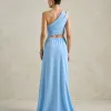 VESTIDO DE FESTA CAPRI UM OMBRO RECORTES - AZUL SERENITY