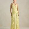 VESTIDO DÉBORA CUT OUT BABADOS - AMARELO