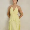 VESTIDO DÉBORA CUT OUT BABADOS - AMARELO