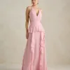 VESTIDO DÉBORA CUT OUT BABADOS - ROSA