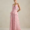 VESTIDO DÉBORA CUT OUT BABADOS - ROSA