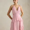 VESTIDO DÉBORA CUT OUT BABADOS - ROSA