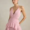 VESTIDO DÉBORA CUT OUT BABADOS - ROSA