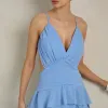 VESTIDO DÉBORA CUT OUT BABADOS - AZUL SERENITY