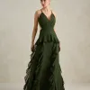 VESTIDO DÉBORA CUT OUT BABADOS - VERDE OLIVA