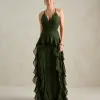 VESTIDO DÉBORA CUT OUT BABADOS - VERDE OLIVA