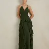 VESTIDO DÉBORA CUT OUT BABADOS - VERDE OLIVA