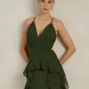 VESTIDO DÉBORA CUT OUT BABADOS - VERDE OLIVA