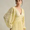 VESTIDO DE FESTA HELOISE RENDA MANGA LONGA - AMARELO