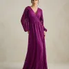 VESTIDO DE FESTA HELOISE RENDA MANGA LONGA - FÚCSIA