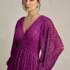 VESTIDO DE FESTA HELOISE RENDA MANGA LONGA - FÚCSIA