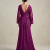 VESTIDO DE FESTA HELOISE RENDA MANGA LONGA - FÚCSIA