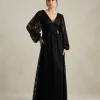 VESTIDO DE FESTA HELOISE RENDA MANGA LONGA - PRETO