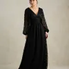 VESTIDO DE FESTA HELOISE RENDA MANGA LONGA - PRETO
