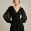VESTIDO DE FESTA HELOISE RENDA MANGA LONGA - PRETO
