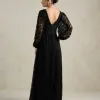VESTIDO DE FESTA HELOISE RENDA MANGA LONGA - PRETO