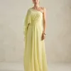 VESTIDO DE FESTA JULIE UM OMBRO CAPA - AMARELO
