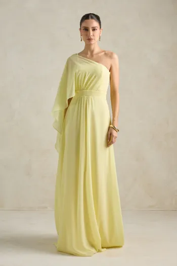VESTIDO DE FESTA JULIE UM OMBRO CAPA - AMARELO