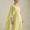 VESTIDO DE FESTA JULIE UM OMBRO CAPA - AMARELO