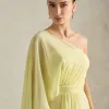 VESTIDO DE FESTA JULIE UM OMBRO CAPA - AMARELO